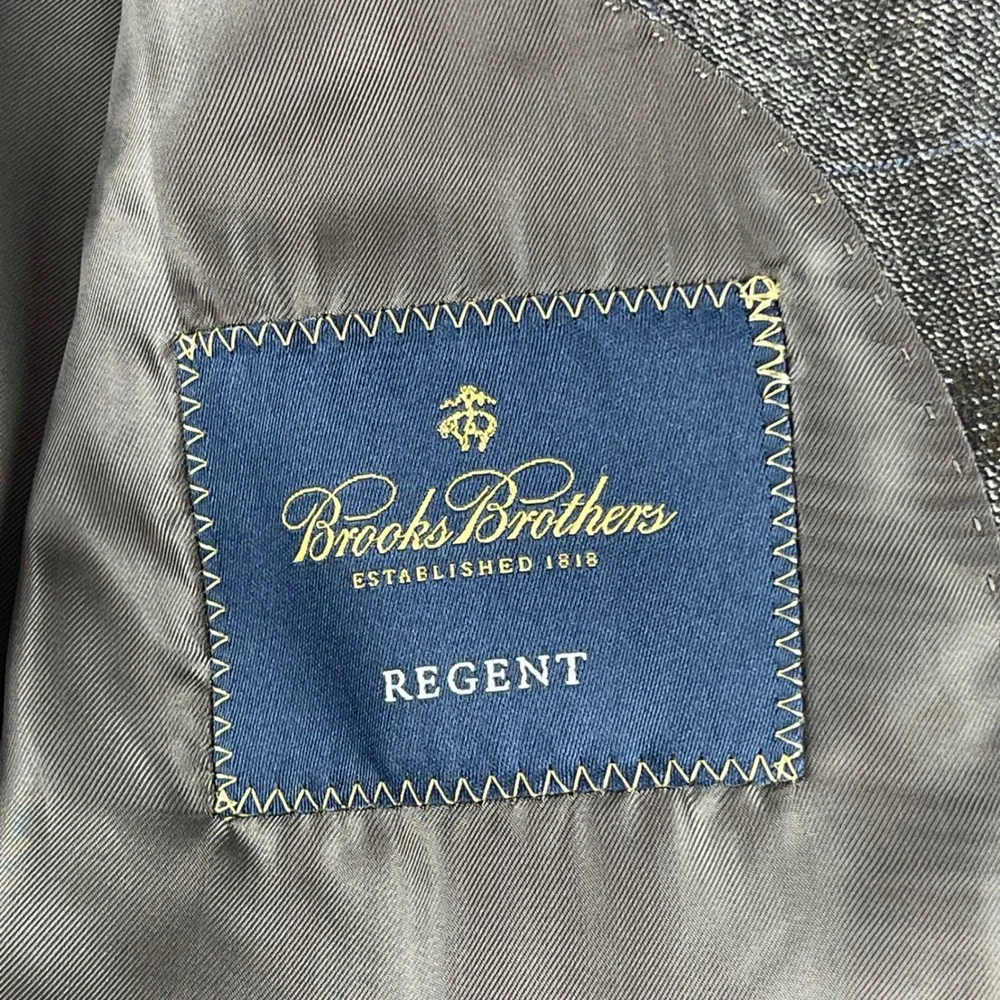 Brooks Brothers Regent Sport Coat Mens 44R Grey Plaid E.Thomas Wool Blazer Italy